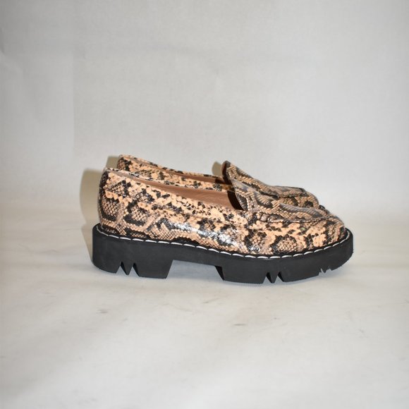 $450 AQUATALIA HONORA SNAKESKIN PRINT LOAFER LEATHER CARAMEL 9 (ME5) - Picture 2 of 8